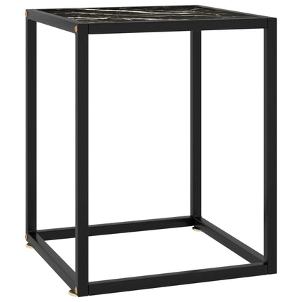 Soffbord svart med svart marmorglas 40x40x50 cm