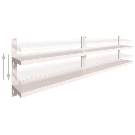 Svävande vägghylla 2 plan 2 st rostfritt stål 300x30 cm