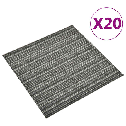 Matta 20 pcs Randig antracit 50 x 50 cm 100% Polypropen