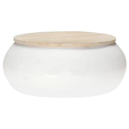 Soffbord vit 68x68x30 cm massivt mangoträ