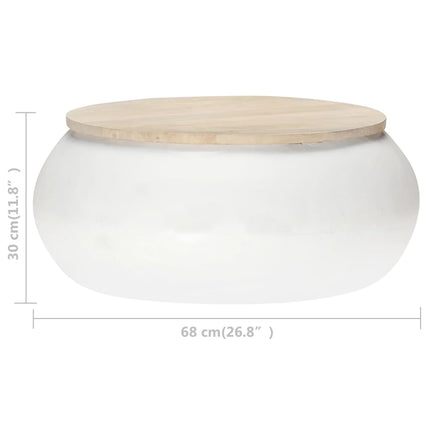 Soffbord vit 68x68x30 cm massivt mangoträ