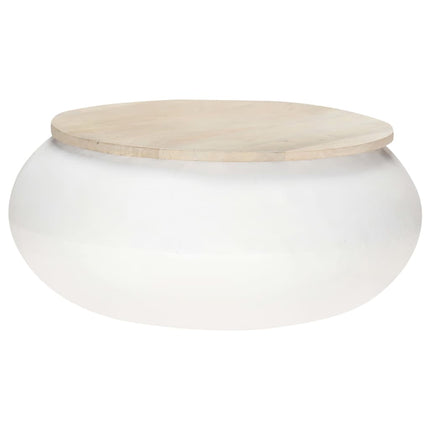 Soffbord vit 68x68x30 cm massivt mangoträ