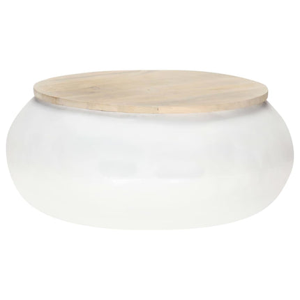 Soffbord vit 68x68x30 cm massivt mangoträ
