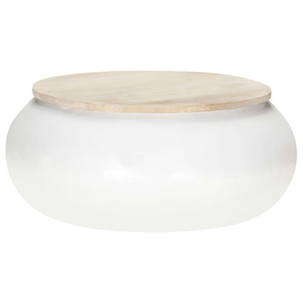 Soffbord vit 68x68x30 cm massivt mangoträ