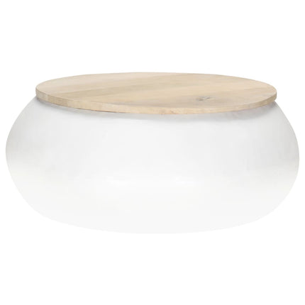Soffbord vit 68x68x30 cm massivt mangoträ