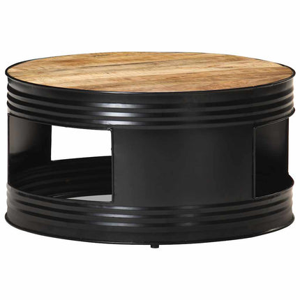 Soffbord svart 68x68x36 cm grovt massivt mangoträ