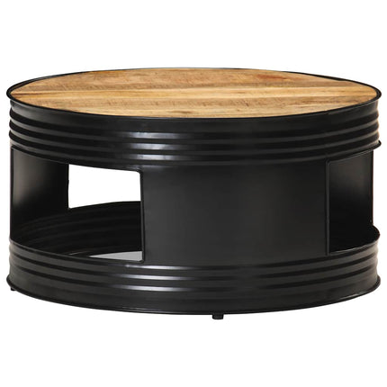 Soffbord svart 68x68x36 cm grovt massivt mangoträ