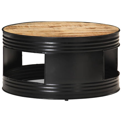 Soffbord svart 68x68x36 cm grovt massivt mangoträ