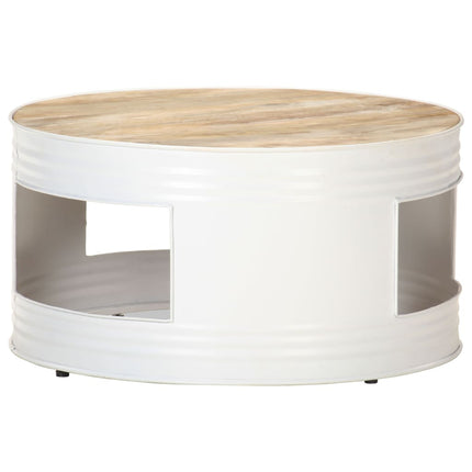 Soffbord vit 68x68x36 cm massivt mangoträ