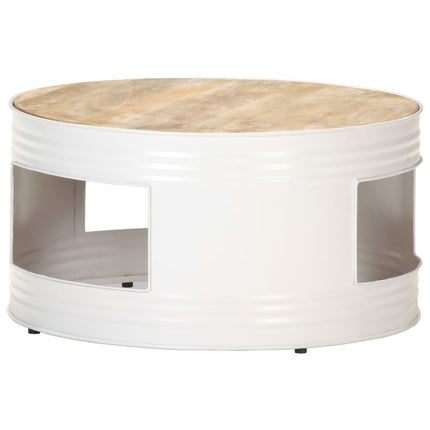 Soffbord vit 68x68x36 cm massivt mangoträ