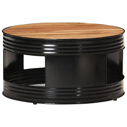Soffbord svart 68x68x36 cm massivt akaciaträ