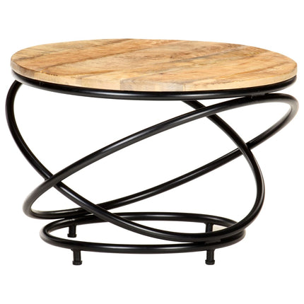 Soffbord svart 60x60x40 cm grovt massivt mangoträ