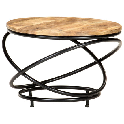 Soffbord svart 60x60x40 cm grovt massivt mangoträ