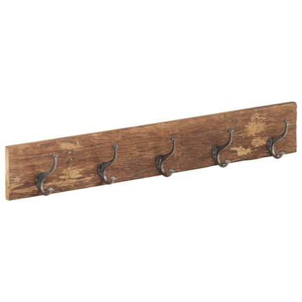 Kroklist med 5 krokar 100x2,5x15 cm massivt återvunnet trä