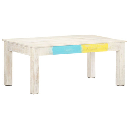 Soffbord vit 110x60x45 cm massivt mangoträ