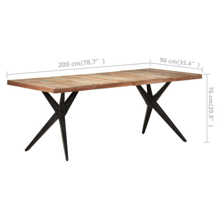Matbord 200x90x76 cm massivt återvunnet trä