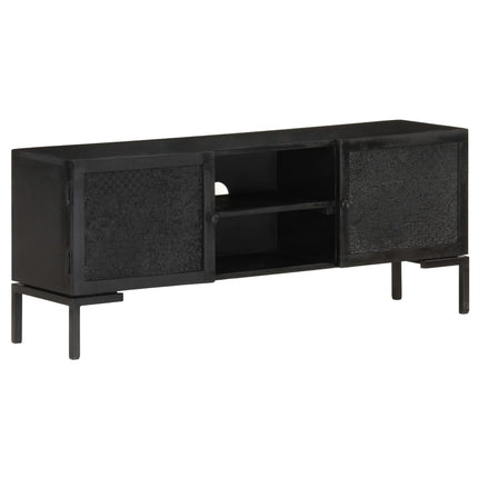 TV-bänk svart 115x30x46 cm massivt grovt mangoträ
