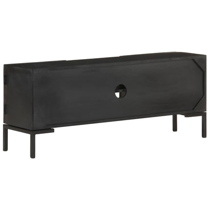 TV-bänk svart 115x30x46 cm massivt grovt mangoträ
