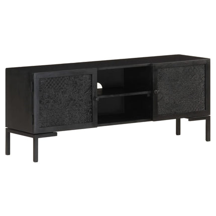 TV-bänk svart 115x30x46 cm massivt grovt mangoträ