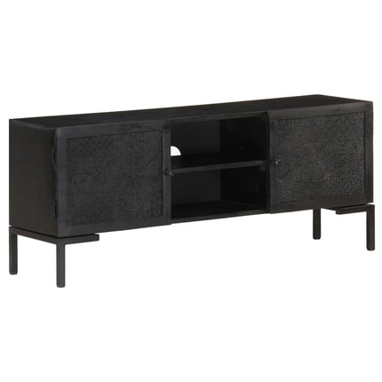 TV-bänk svart 115x30x46 cm massivt grovt mangoträ