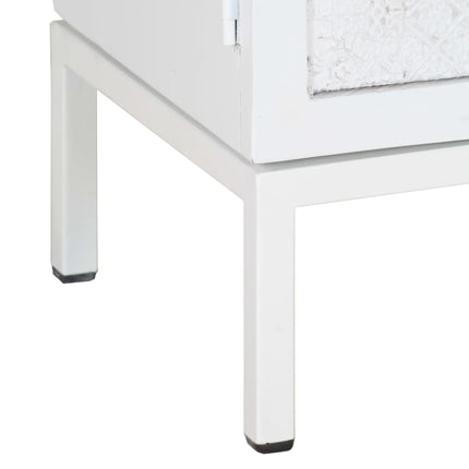 TV-bänk vit 115x30x46 cm massivt grovt mangoträ