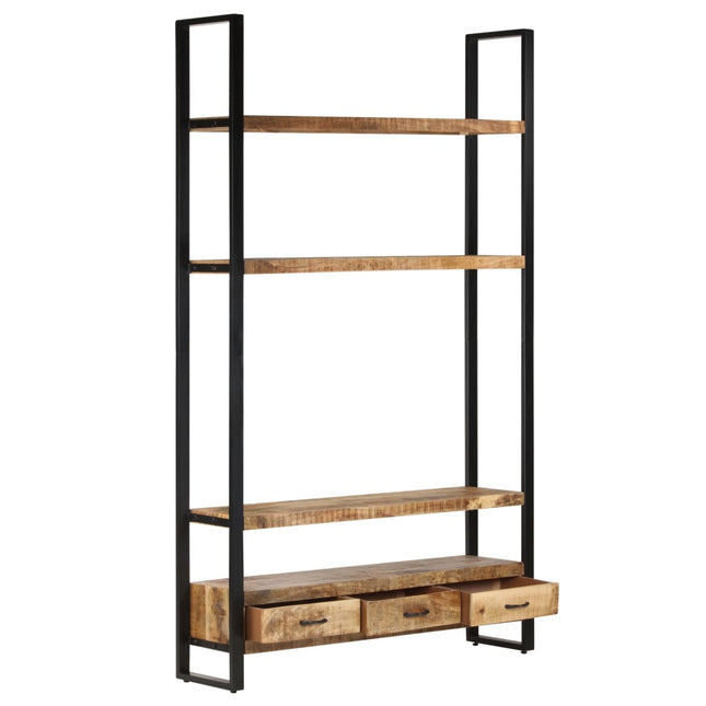Bokhylla 118x30x200 cm massivt grovt mangoträ