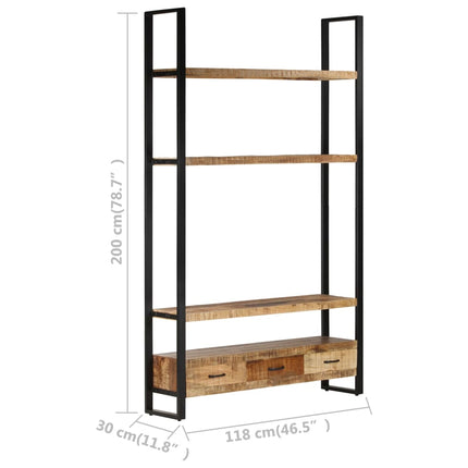 Bokhylla 118x30x200 cm massivt grovt mangoträ