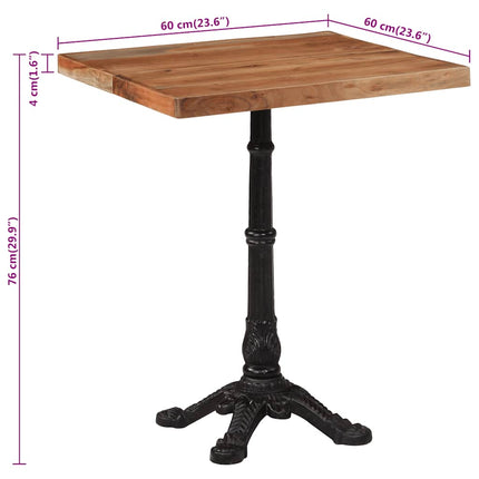 Cafébord 60x60x76 cm massivt akaciaträ