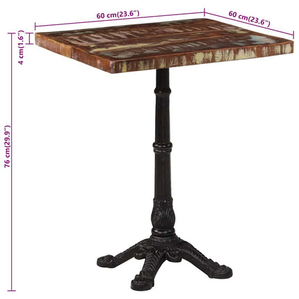 Cafébord 60x60x76 cm massivt återvunnet trä