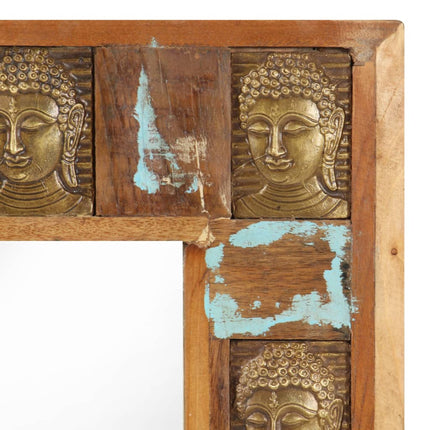Spegel med buddha-utsmyckning 110x50 cm massivt återvunnet trä