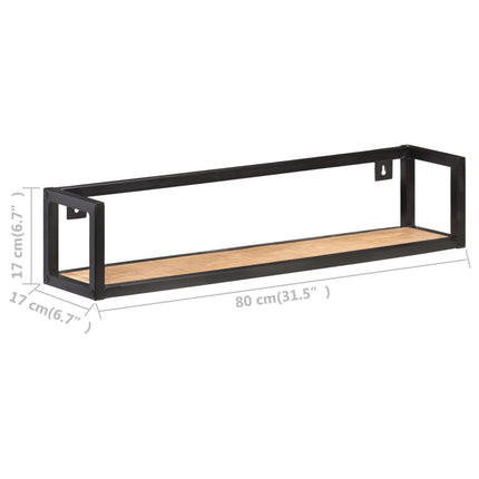 Vägghyllor 2 st 80 cm grovt mangoträ