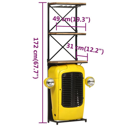 Vinhylla traktor gul 49x31x172 cm massivt mangoträ