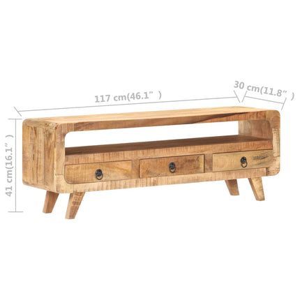 TV-bänk 117x30x41 cm massivt grovt mangoträ