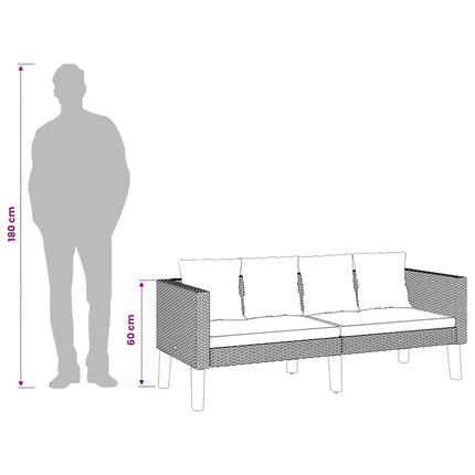 Trädgårdssoffa 2-sits med dynor konstrotting beige