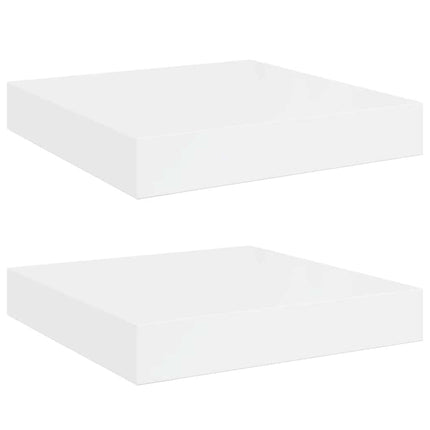 Svävande vägghyllor 2 st vit högglans 23x23,5x3,8 cm MDF