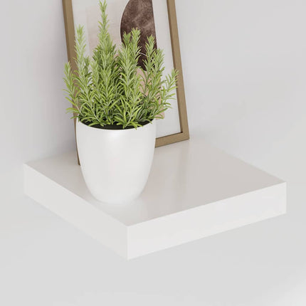 Svävande vägghyllor 2 st vit högglans 23x23,5x3,8 cm MDF
