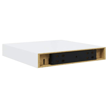 Svävande vägghyllor 2 st vit högglans 23x23,5x3,8 cm MDF