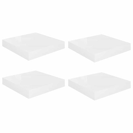 Svävande vägghyllor 4 st vit högglans 23x23,5x3,8 cm MDF