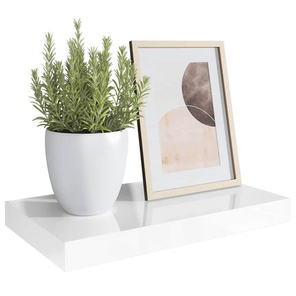 Svävande vägghylla vit högglans 40x23x3,8 cm MDF