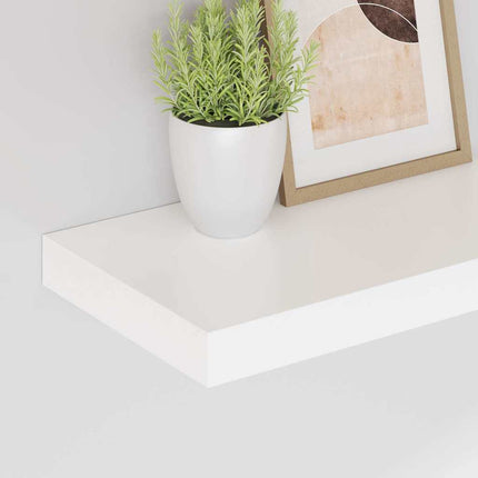 Svävande vägghyllor 2 st vit högglans 40x23x3,8 cm MDF