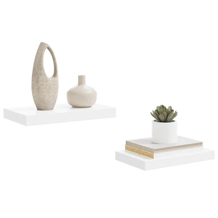 Svävande vägghyllor 2 st vit högglans 40x23x3,8 cm MDF
