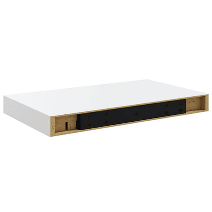 Svävande vägghyllor 2 st vit högglans 40x23x3,8 cm MDF