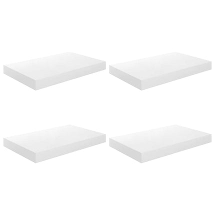 Svävande vägghyllor 4 st vit högglans 40x23x3,8 cm MDF