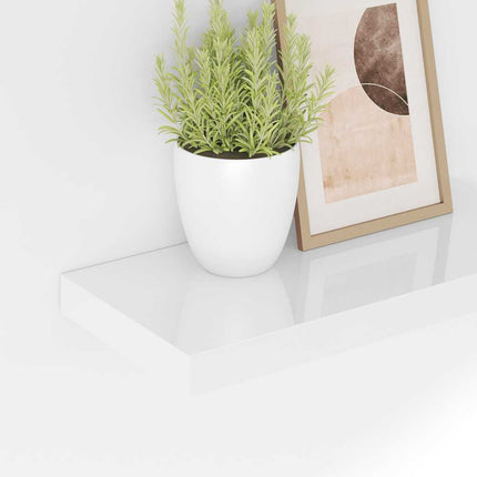 Svävande vägghyllor 4 st vit högglans 40x23x3,8 cm MDF