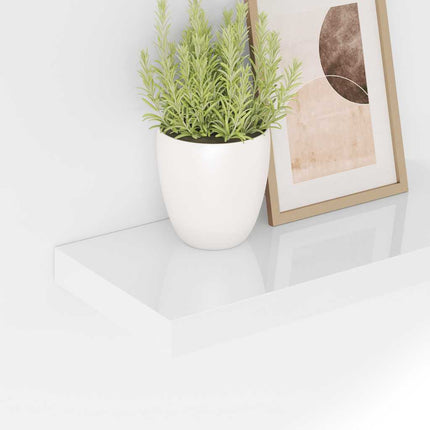 Svävande vägghylla vit högglans 50x23x3,8 cm MDF