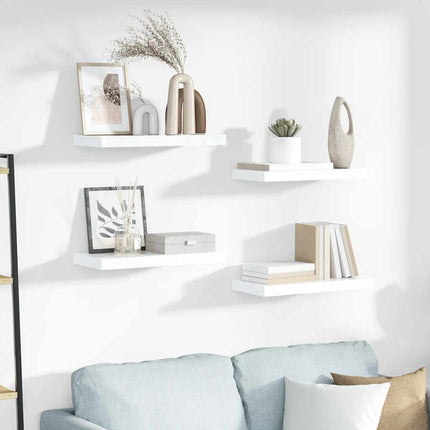Svävande vägghylla vit högglans 50x23x3,8 cm MDF