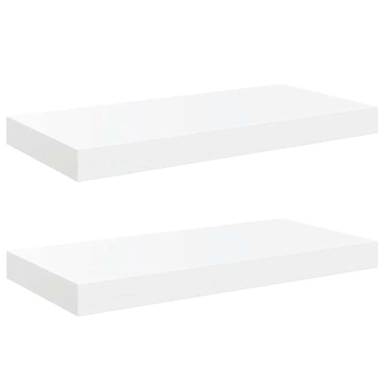 Svävande vägghyllor 2 st vit högglans 50x23x3,8 cm MDF