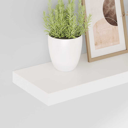 Svävande vägghyllor 2 st vit högglans 50x23x3,8 cm MDF