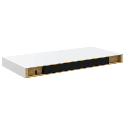 Svävande vägghyllor 2 st vit högglans 50x23x3,8 cm MDF