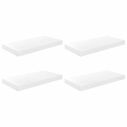 Svävande vägghyllor 4 st vit högglans 50x23x3,8 cm MDF